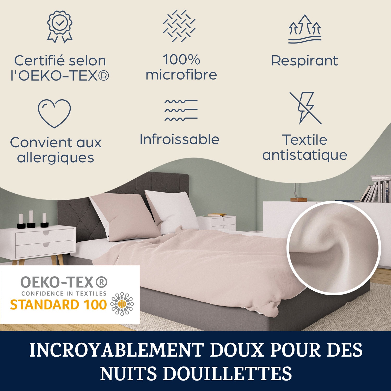 Soft Wonder Edition Parure de lit 240 x 220 cm microfibre Taupe Clair