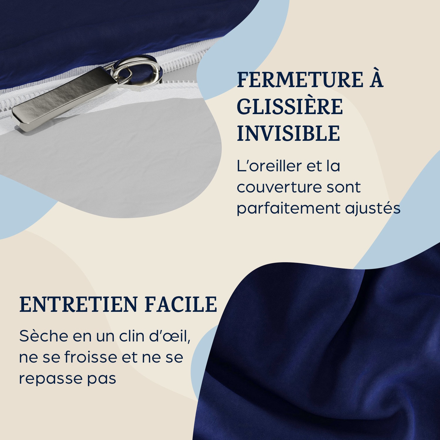 Soft Wonder Edition Parure de lit 240 x 220 cm microfibre Bleu Océan