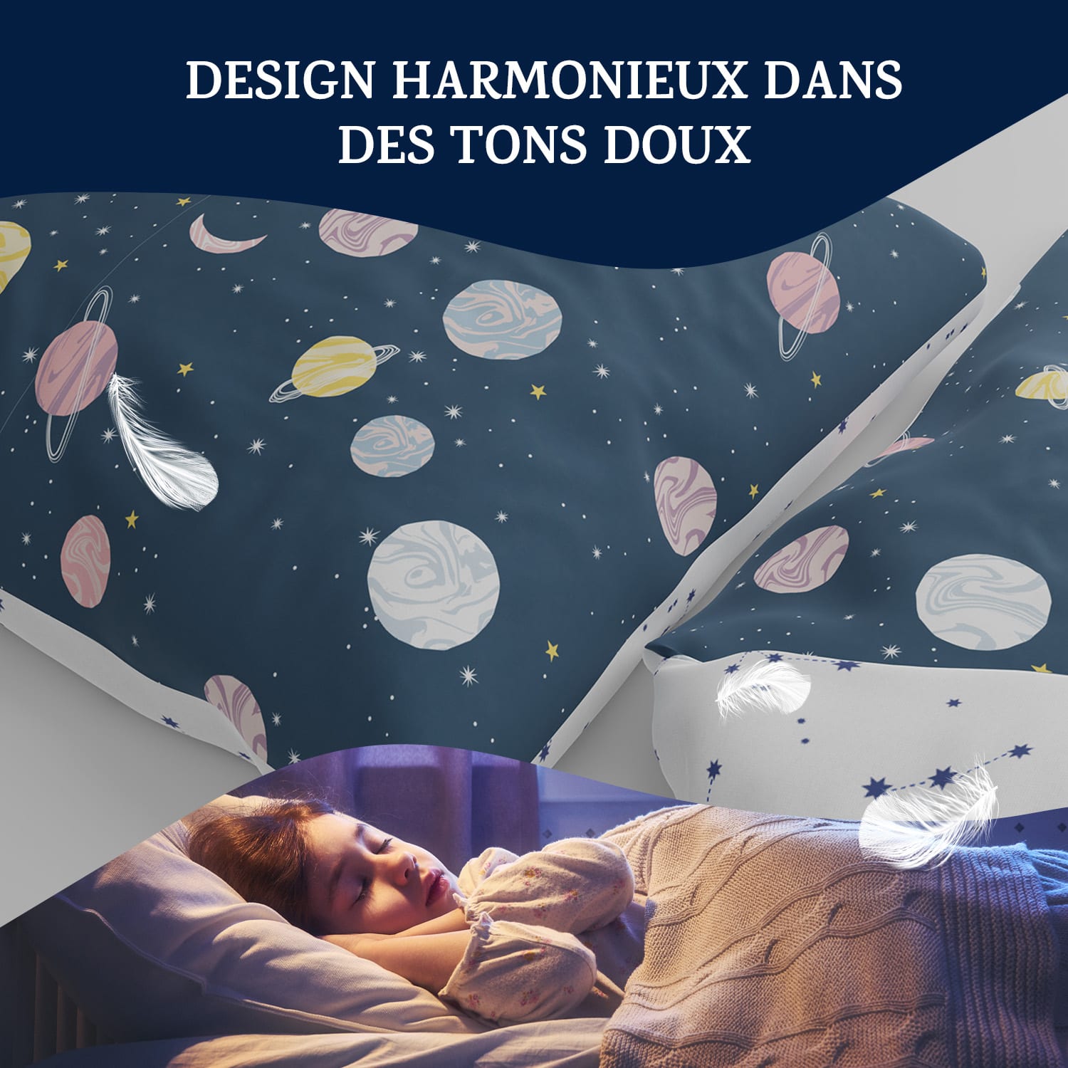 Soft Wonder Kids-Edition Parure de lit 135 x 200 cm 80 x 80 cm microfibre respirante 135 x 200 cm / 80 x 80 cm | planète