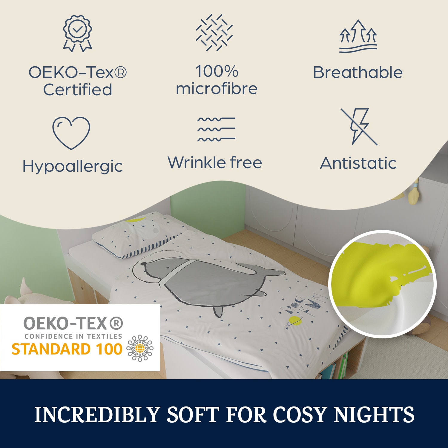 sleepwise, Soft Wonder Kids-Edition, спално бельо, 135 x 200 см, 80 x 80 см, дишащо, микровлакно 135 x 200 cm / 80 x 80 cm | Море в космоса