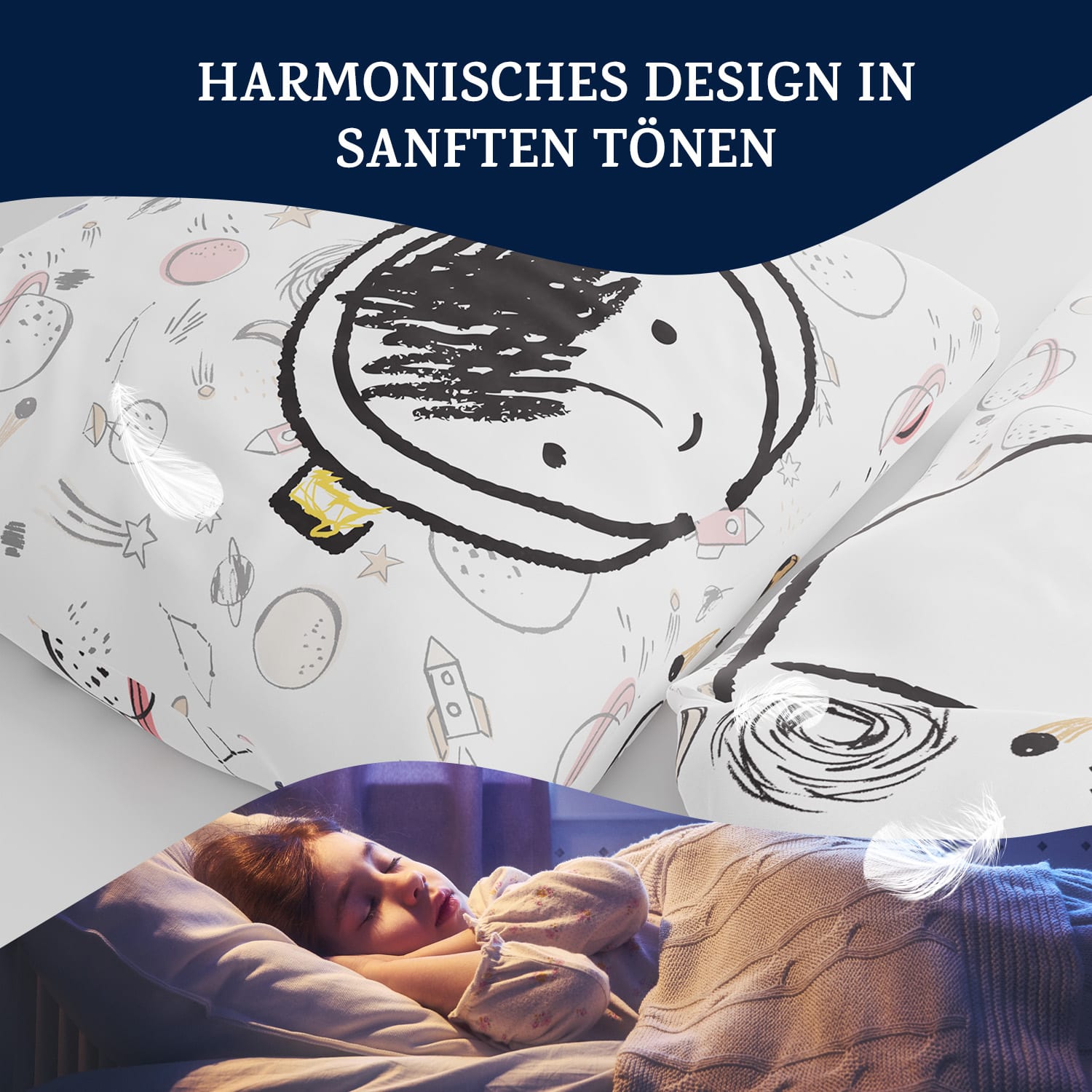 Soft Wonder Kids-Edition Parure de lit 100 x 135 cm 40 x 60 cm microfibre respirante 100 x 135 cm / 40 x 60 cm | astronaute