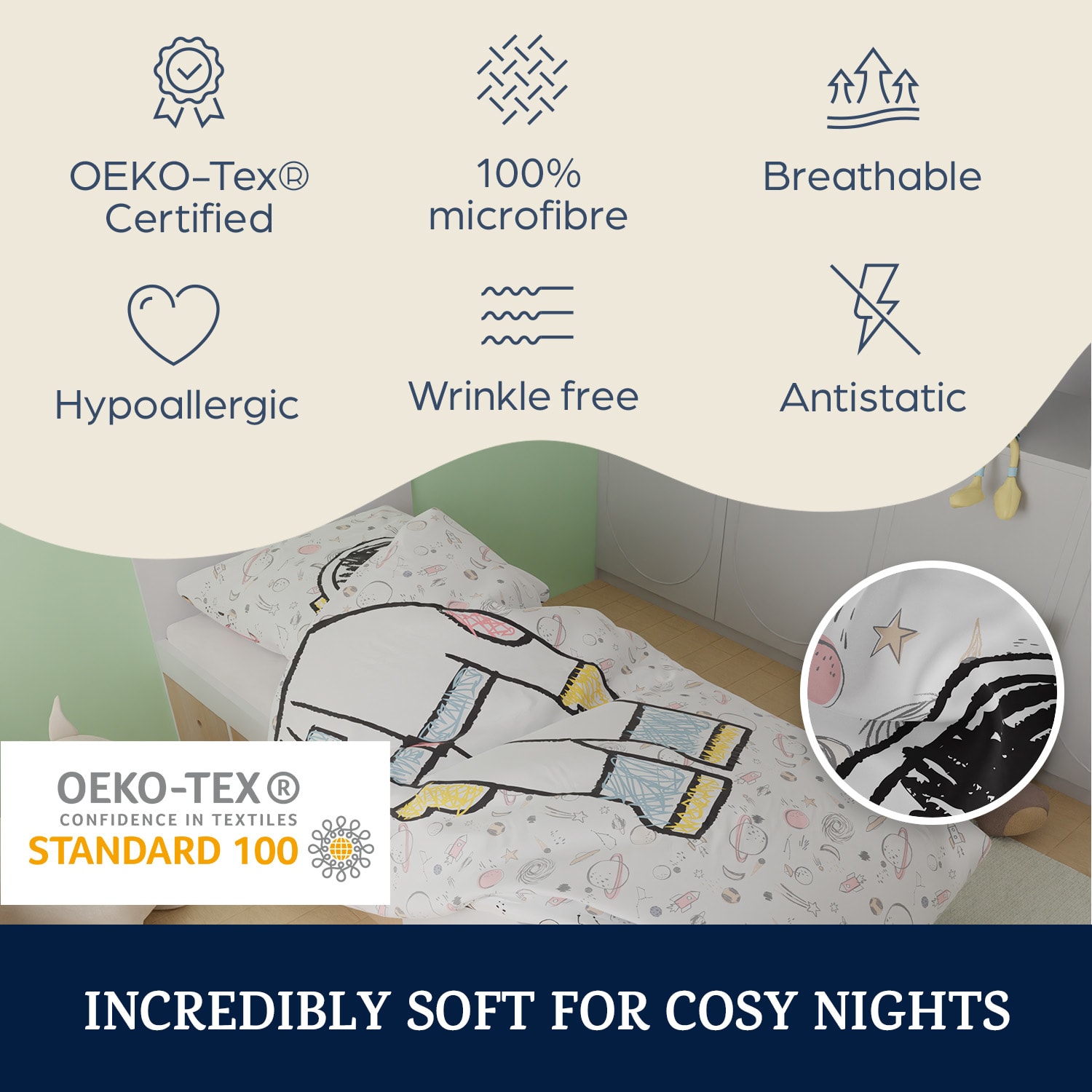 sleepwise, Soft Wonder Kids-Edition, спално бельо, 135 x 200 см, 80 x 80 см, дишащо, микровлакно 135 x 200 cm / 80 x 80 cm | Мулти