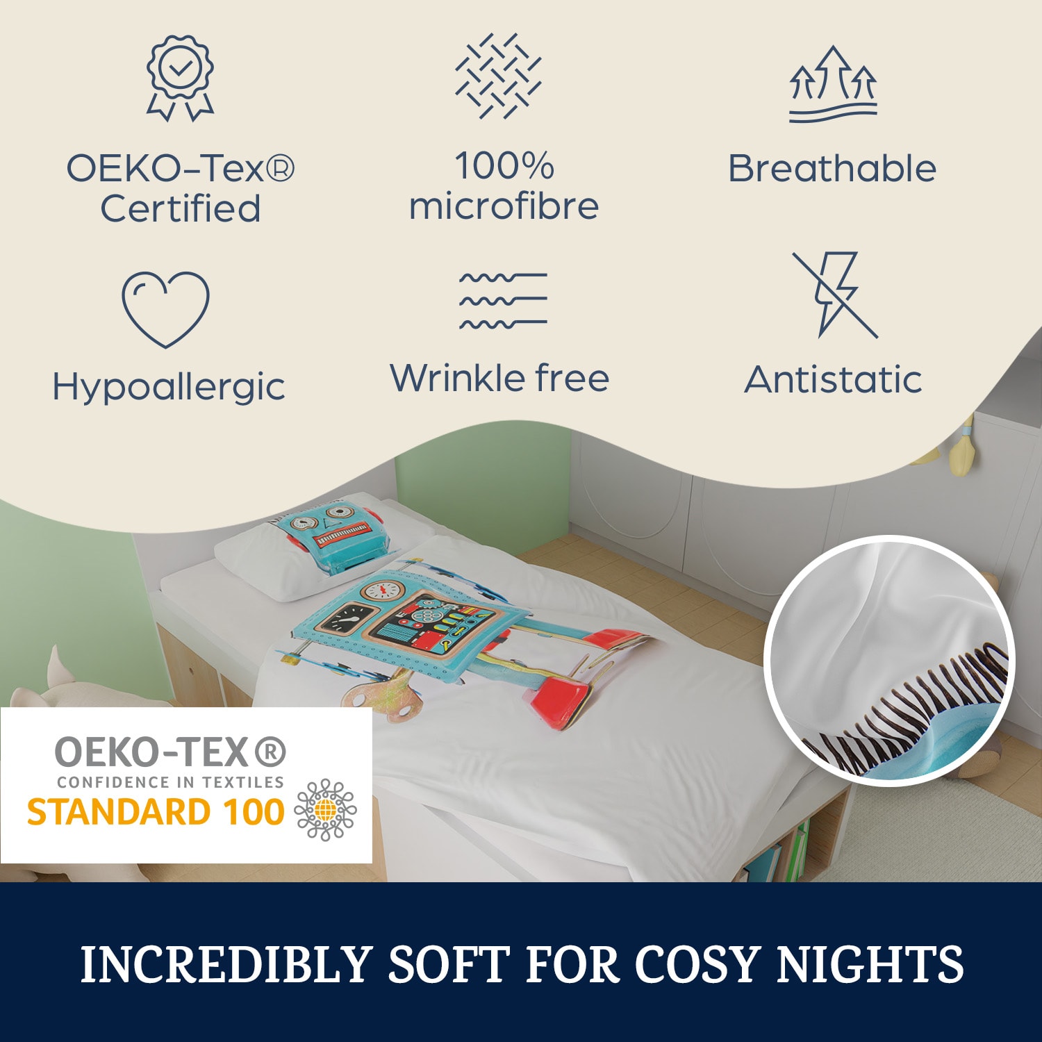 Soft Wonder Kids Edition Bedding 135 x 200 cm 50 x 75 cm breathable microfibre 135 x 200 cm / 50 x 75 cm | robot