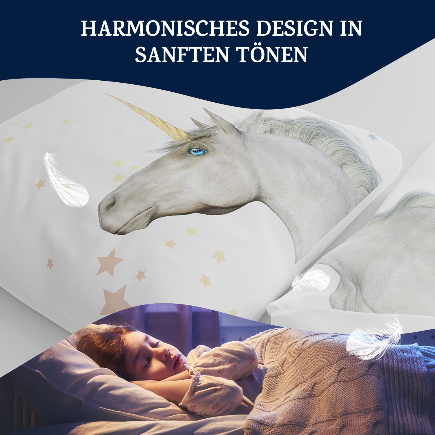 Soft Wonder Kids-Edition Bettwäsche 135 x 200 cm 80 x 80 cm   atmungsaktiv Mikrofaser 135 x 200 cm / 80 x 80 cm | Unicorn