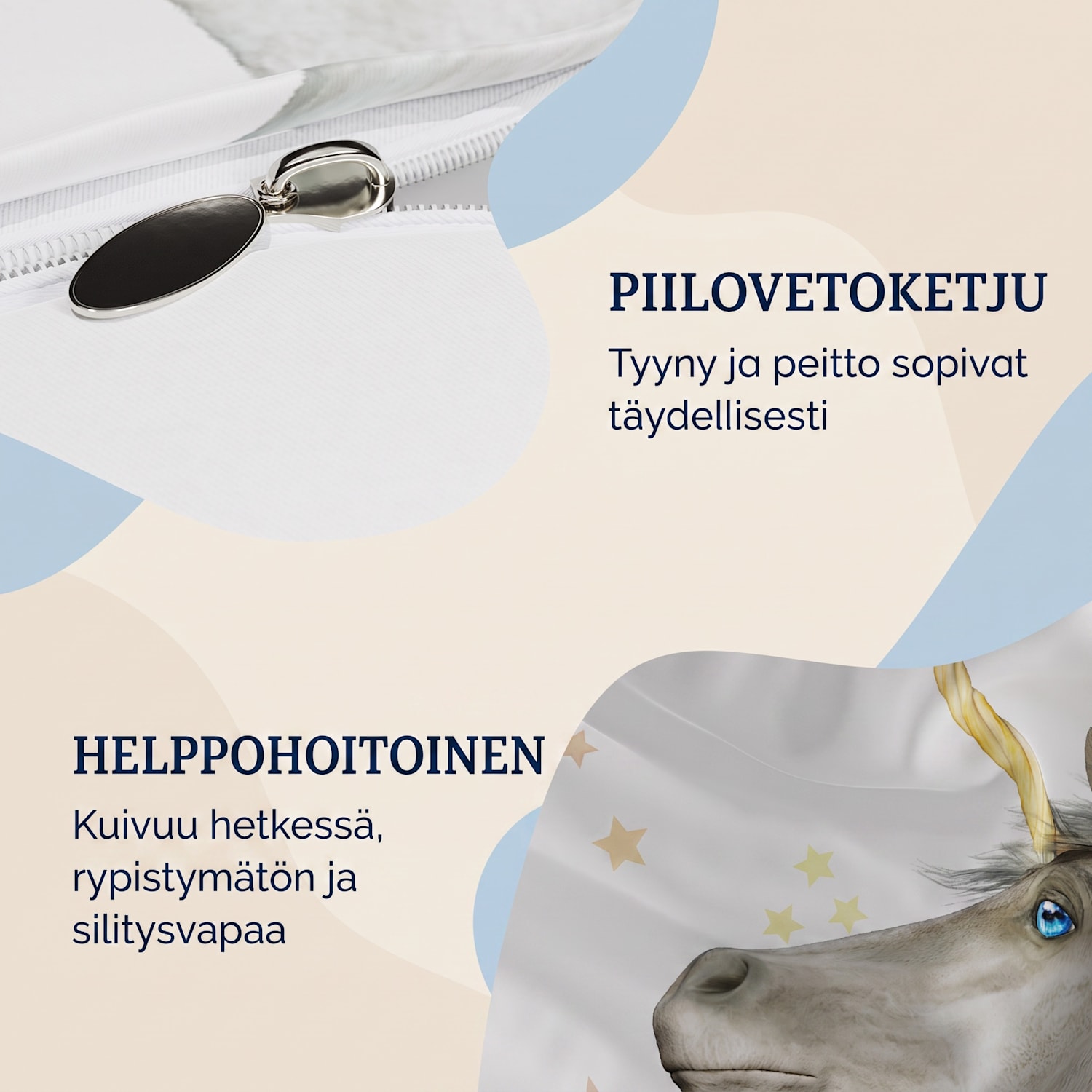 Soft Wonder Kids Edition vuodevaatteet 135 x 200 cm 80 x 80 cm hengittävä mikrokuitu 135 x 200 cm / 80 x 80 cm | Unicorn