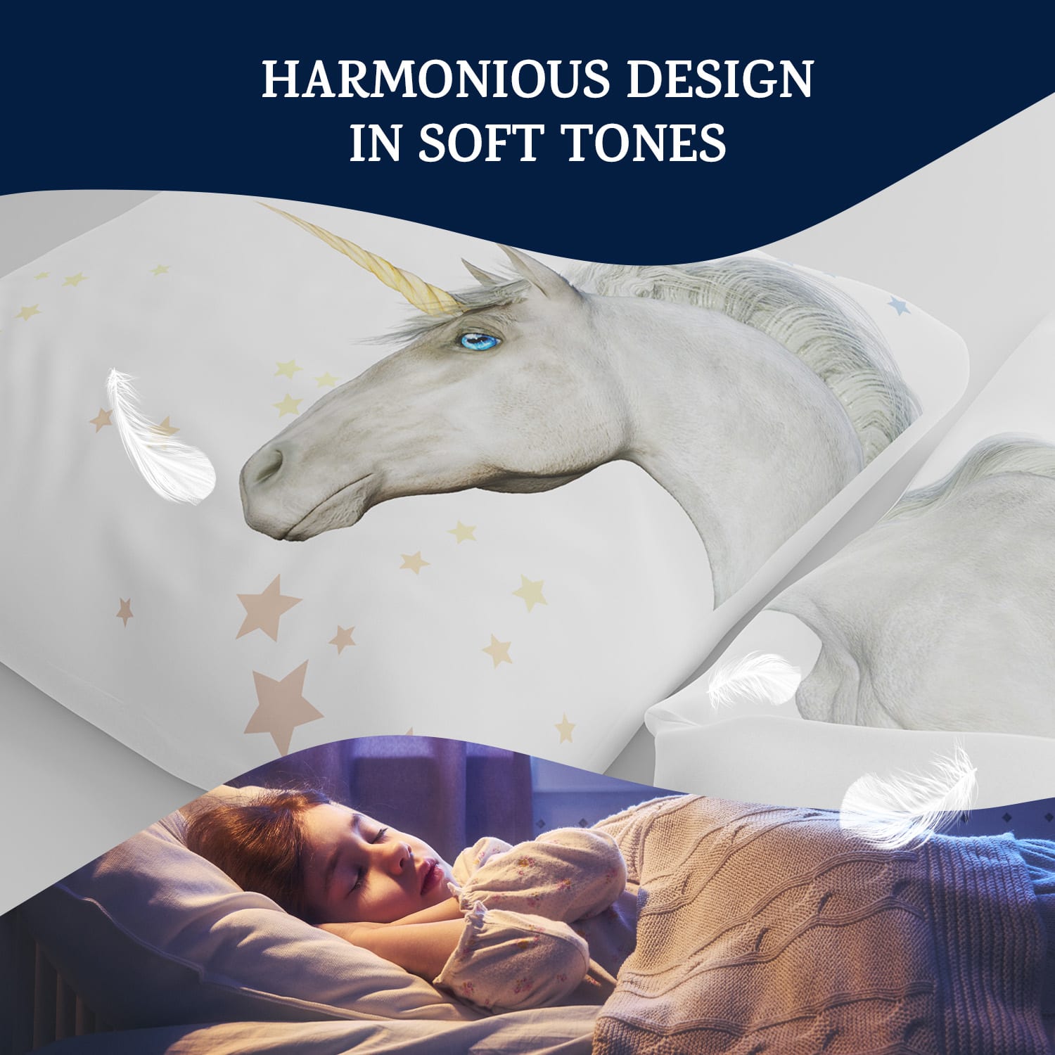 sleepwise, Soft Wonder Kids-Edition, posteľná bielizeň, 135 x 200 cm, 80 x 80 cm, priedušná, mikrovlákno 135 x 200 cm / 80 x 80 cm | Unicorn