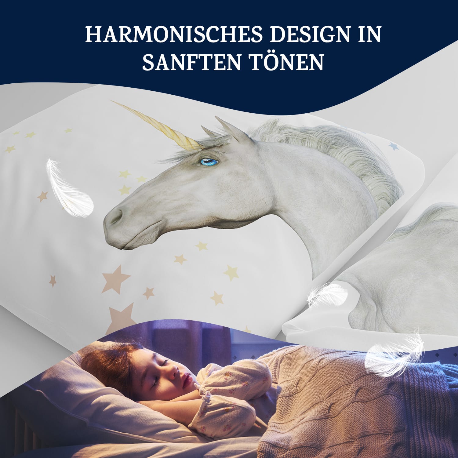 Soft Wonder Kids-Edition - Biancheria da letto, 135 x 200 cm, 50 x 75 cm, microfibra traspirante 135 x 200 cm / 50 x 75 cm | Unicorn