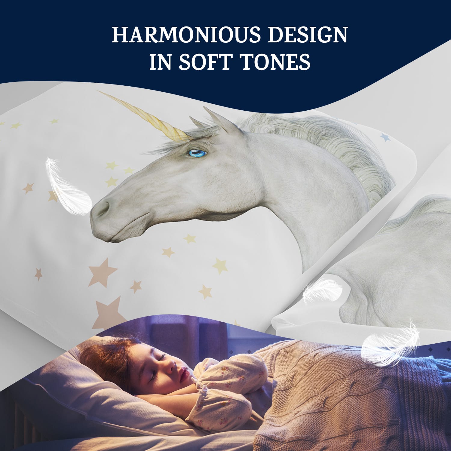 sleepwise, Soft Wonder Kids-Edition, posteľná bielizeň, 135 x 200 cm, 50 x 75 cm, priedušná, mikrovlákno 135 x 200 cm / 50 x 75 cm | Unicorn