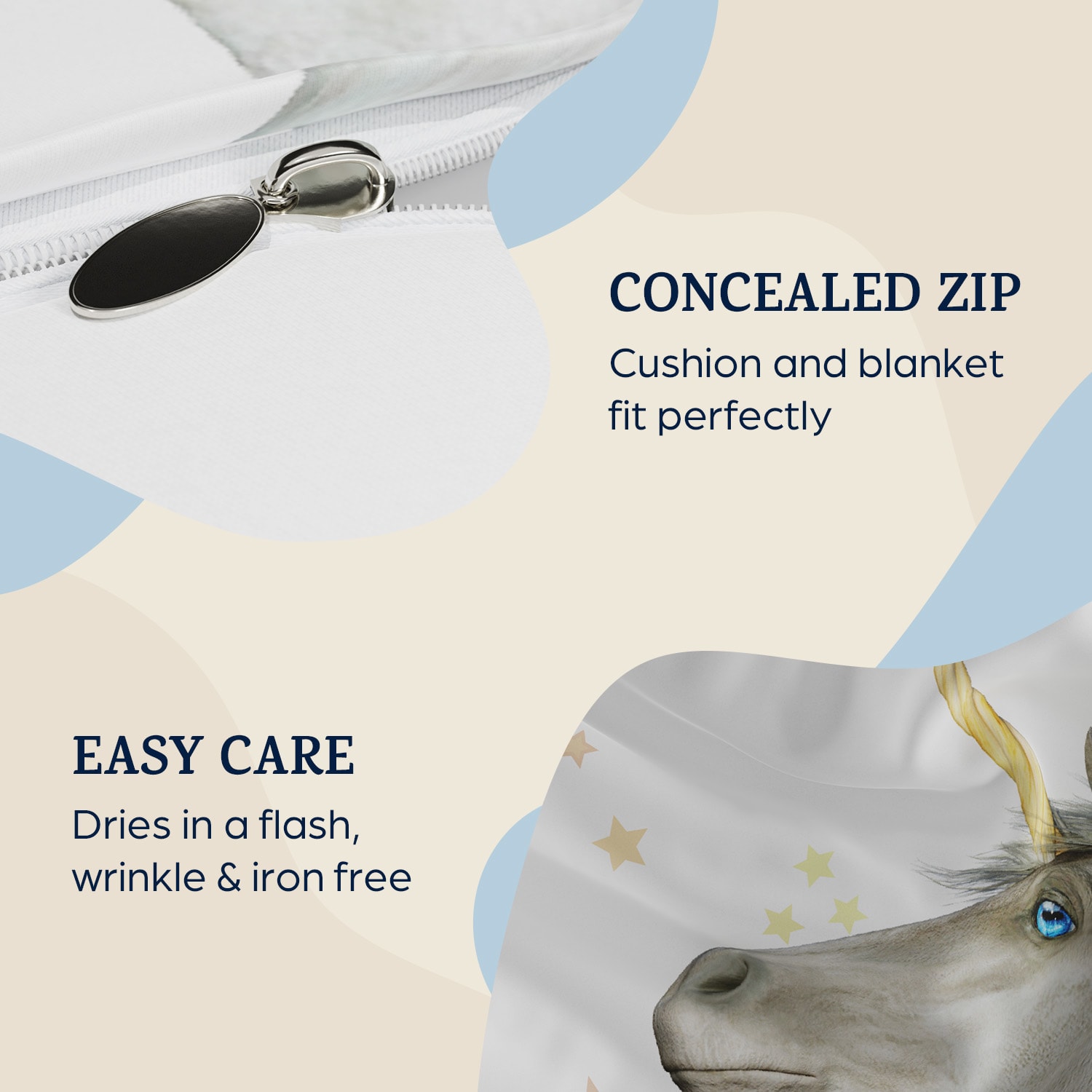 Soft Wonder Kids-Edition, posteľná bielizeň, 140 x 200 cm, 65 x 65 cm, priedušná, mikrovlákno 140 x 200 cm / 65 x 65 cm | Unicorn