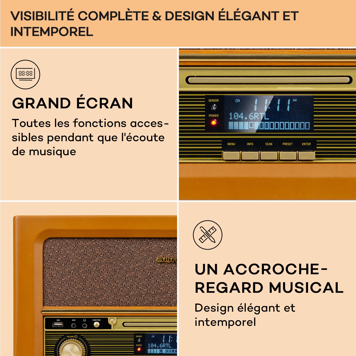 Belle Epoque 1906 DAB retro stereo-installatie radio DAB FM mp3 weergave BT 