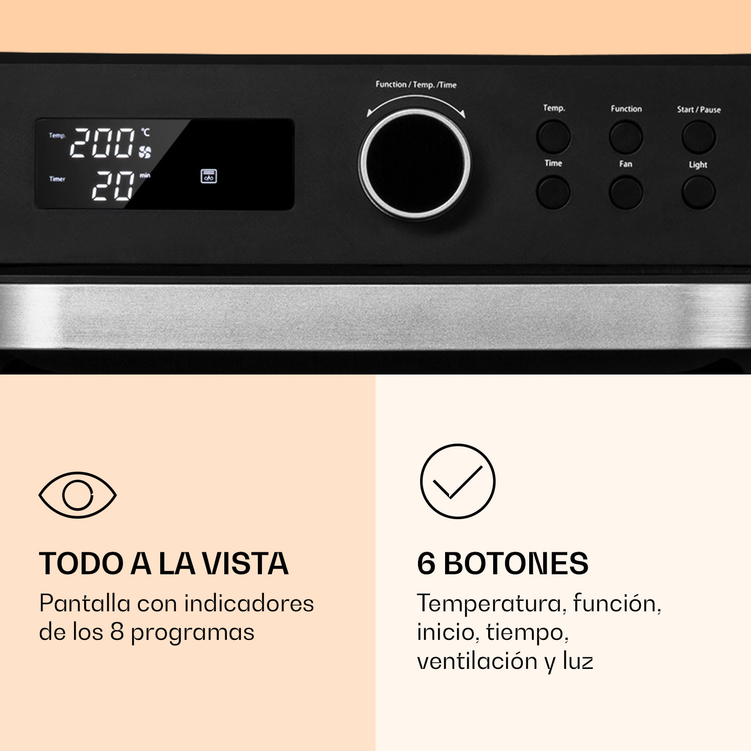 Prime Air Freidora 1500W 23l Temporizador 8 Programas Negro