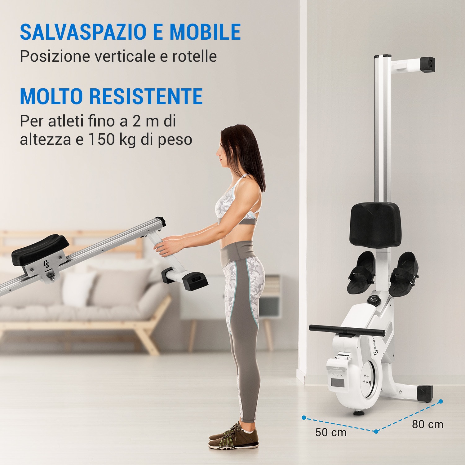 Stream M1 - Vogatore magnetico, 105 cm, display LC, 8 livelli, alluminio Bianco / Argento metallizzato