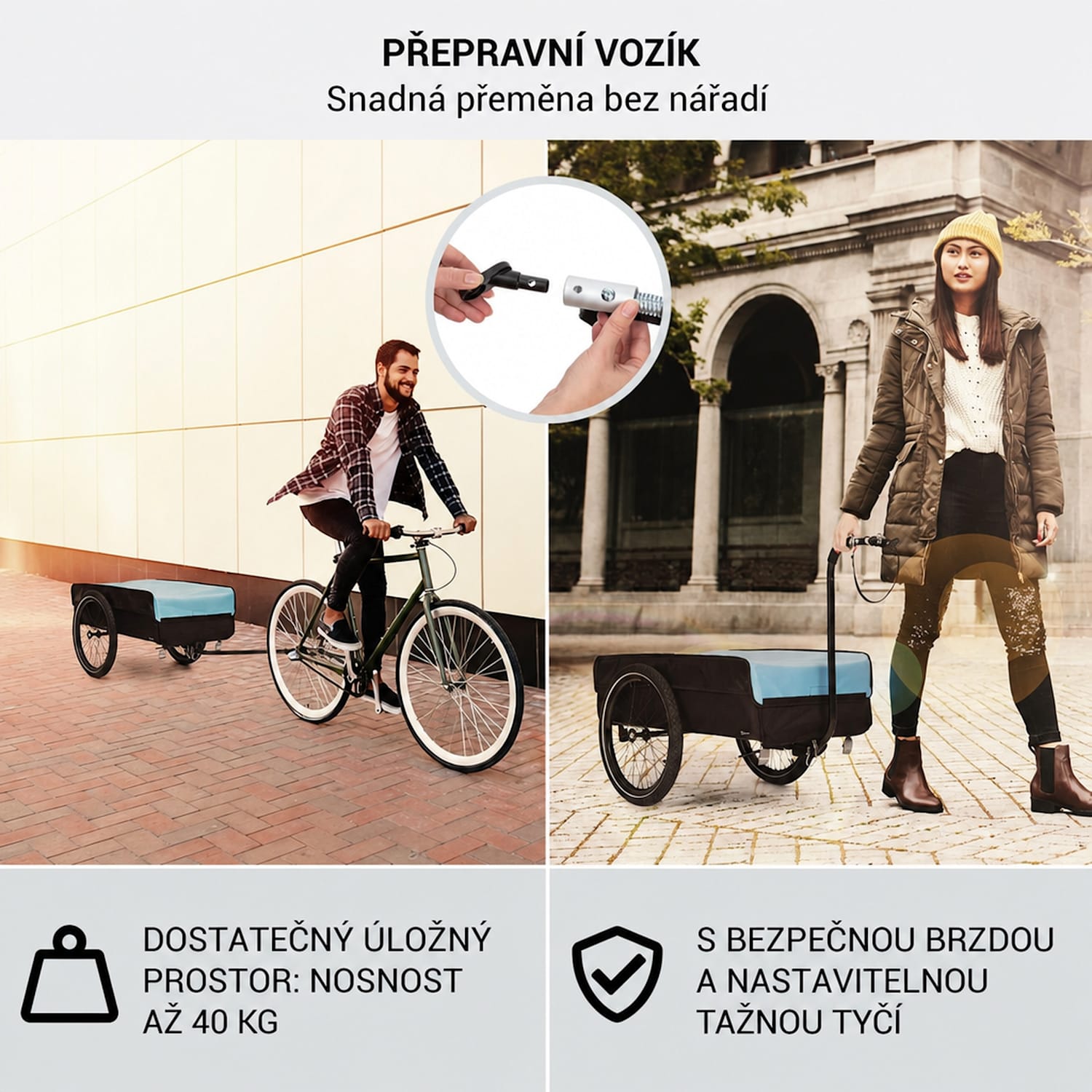 Companion, nákladní přívěs, L, 40 kg/50 litrů, přívěs na kolo, ruční vozík, 16 velké | Sportovní modrá