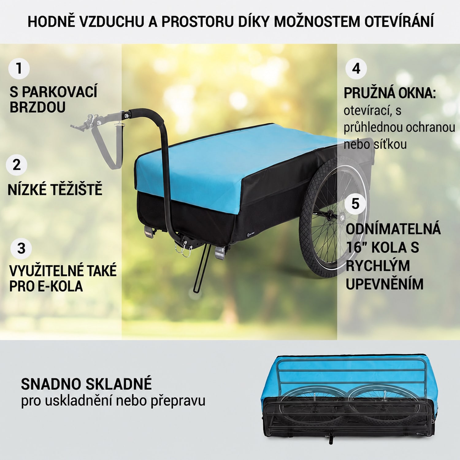 Companion, nákladní přívěs, L, 40 kg/50 litrů, přívěs na kolo, ruční vozík, 16 velké | Sportovní modrá