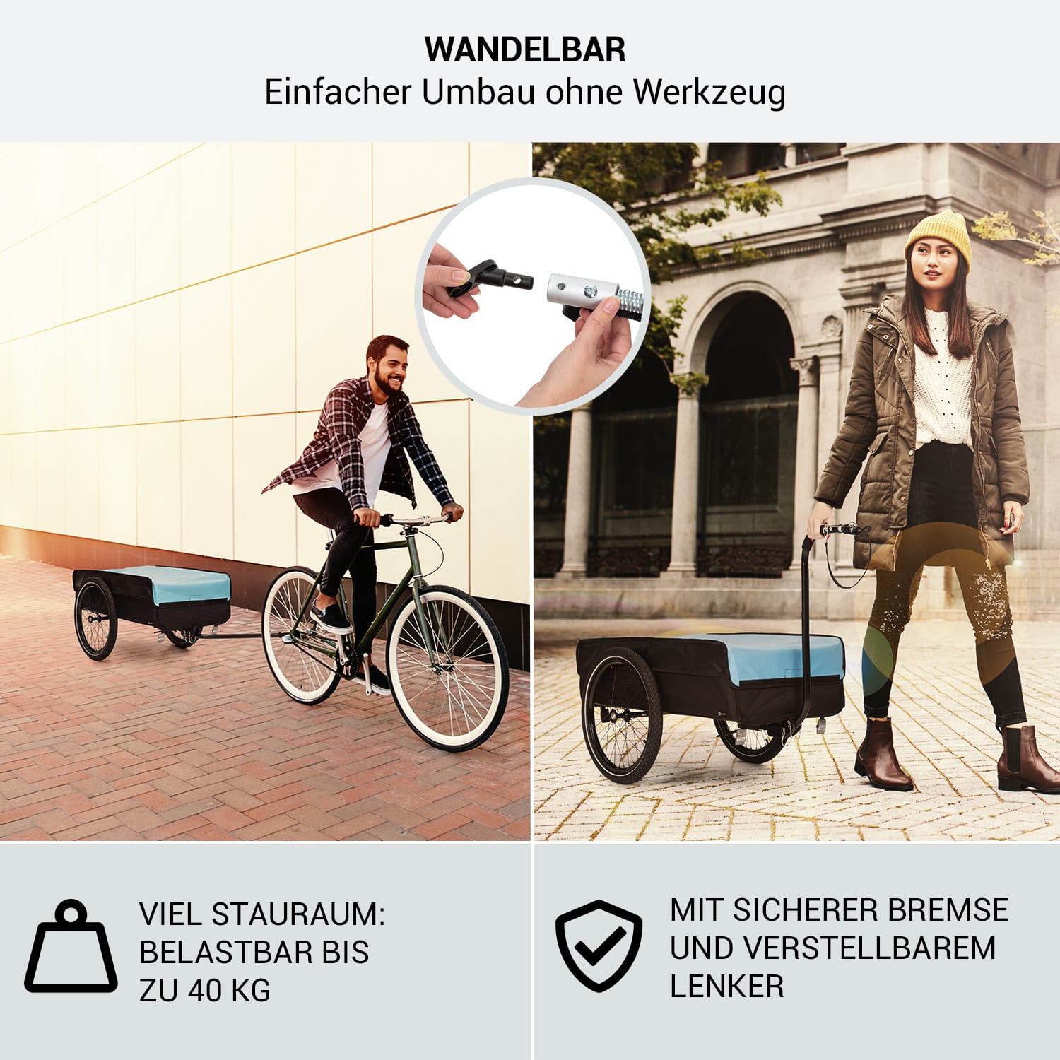 Companion Lastenanhänger L 40kg / 50Ltr Fahrradanhänger Handwagen 16 L | Sports Blue