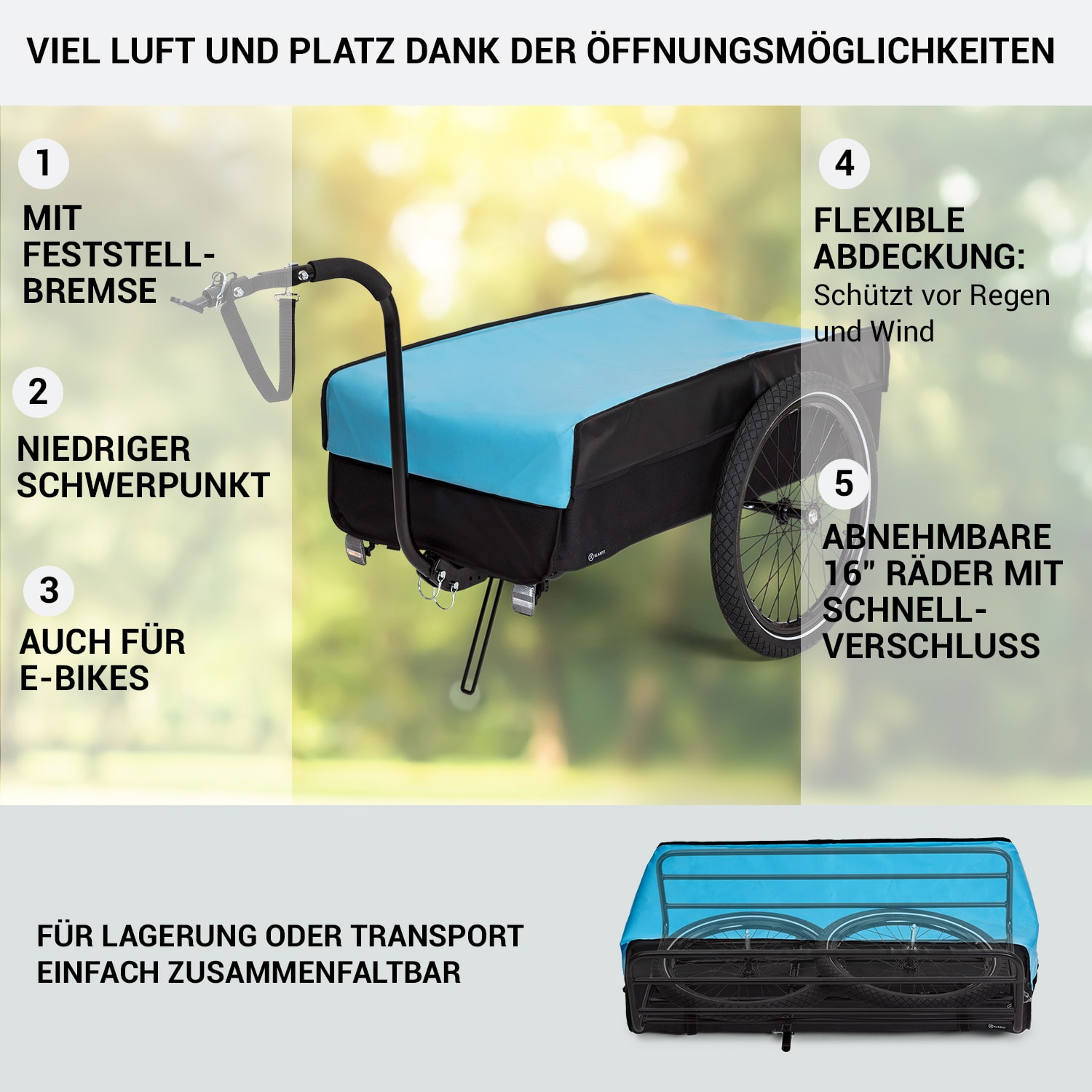Companion Lastenanhänger L 40kg / 50Ltr Fahrradanhänger Handwagen 16 L | Sports Blue