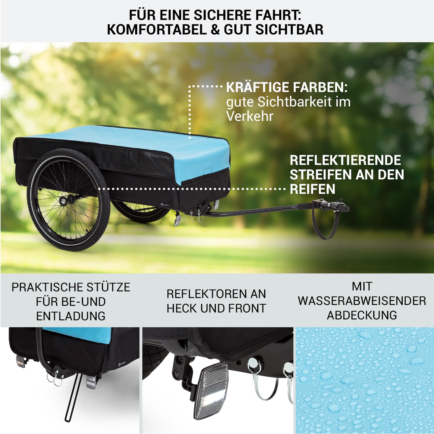 Companion Lastenanhänger L 40kg / 50Ltr Fahrradanhänger Handwagen 16 L | Sports Blue