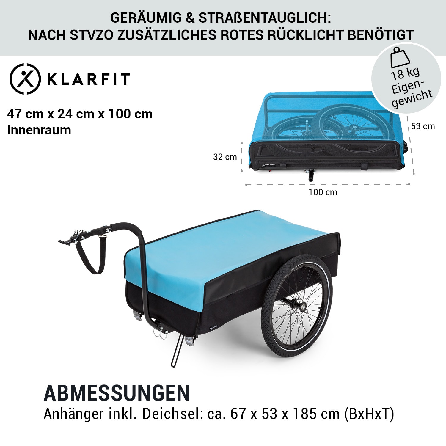 Companion Lastenanhänger L 40kg / 50Ltr Fahrradanhänger Handwagen 16 L | Sports Blue