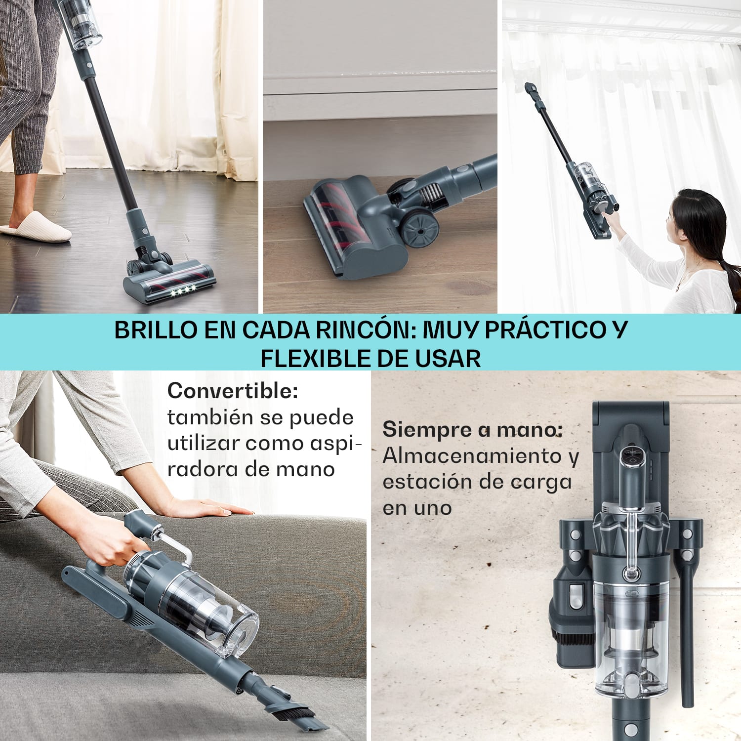 LARMA Aspirador sin bolsa a pilas 45 min Tiempo de funcionamiento máx. LED Antracita