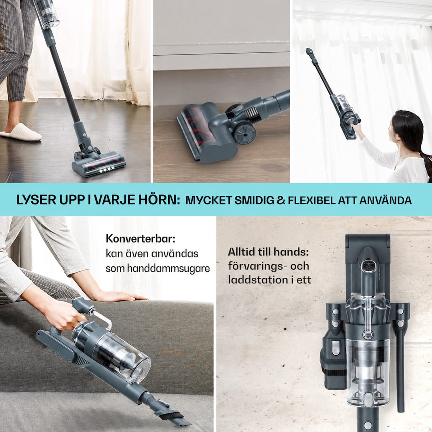 LARMA Dammsugare sladdlös utan påse batteridriven max. drifttid 45 min LED 