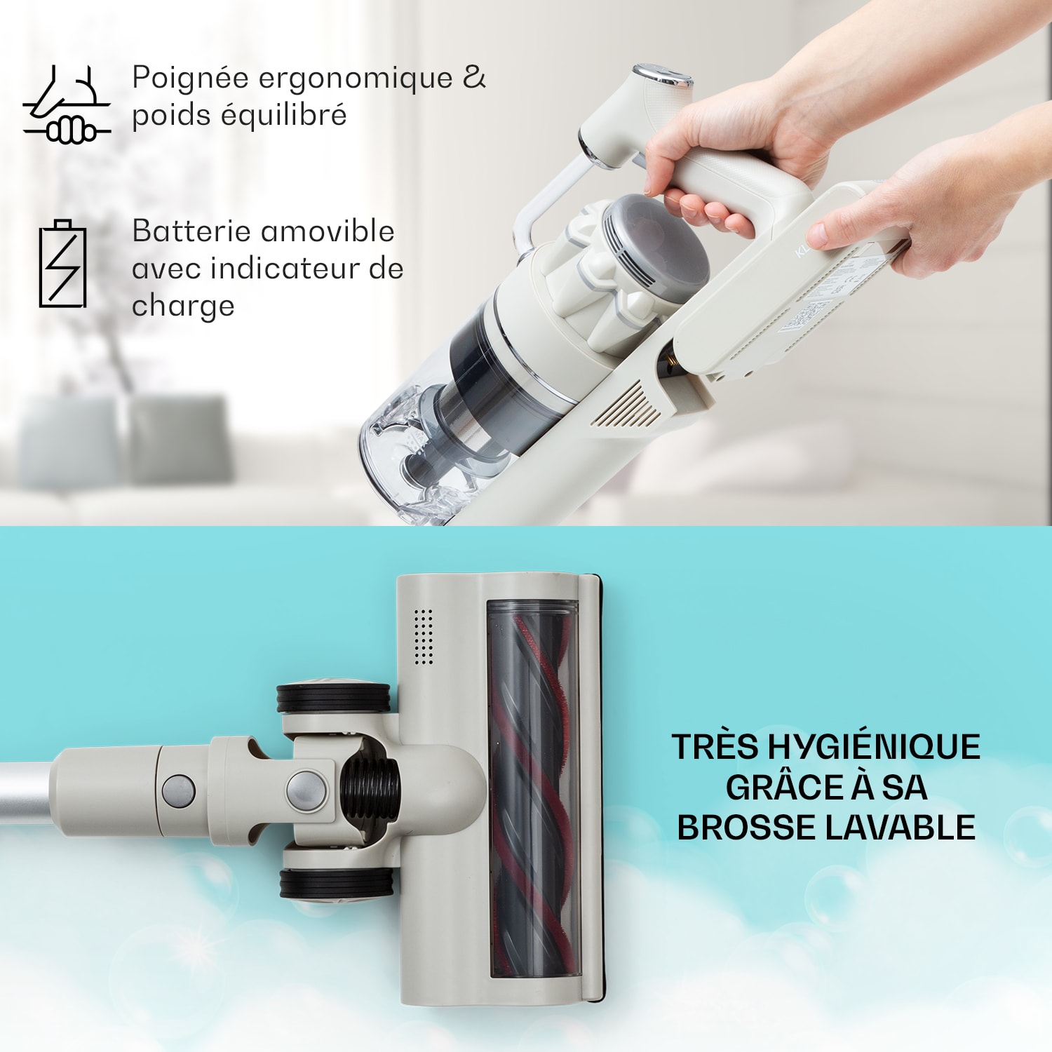 LARMA stofzuiger snoerloos zakloos, accu-aandrijving max. 45 min looptijd led Zand