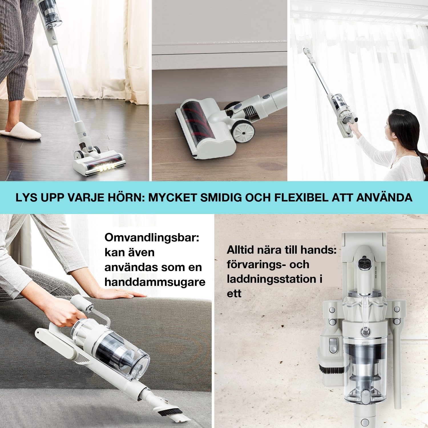 LARMA Dammsugare sladdlös utan påse batteridriven max. drifttid 45 min LED 