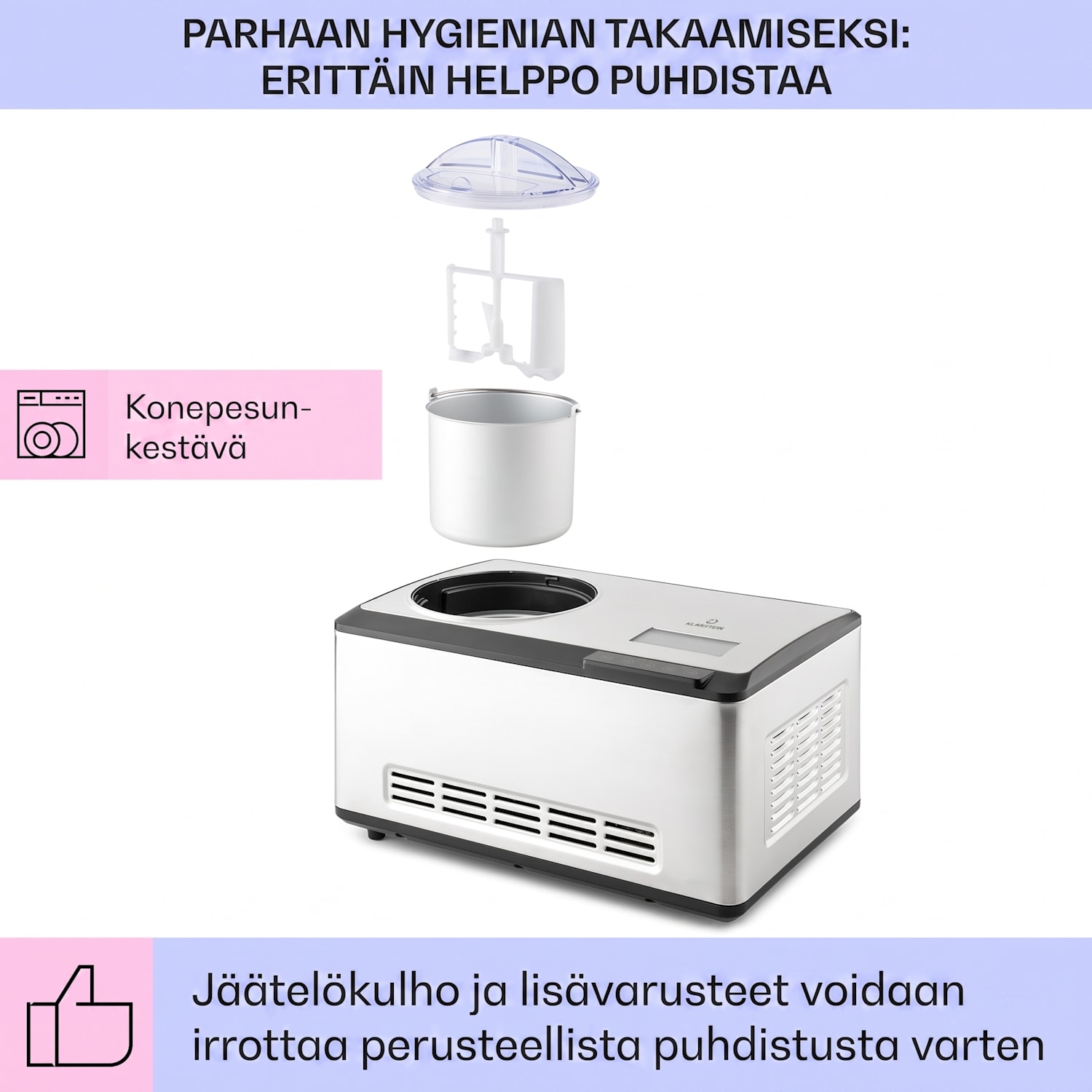 Dolce Bacio Smart jäätelökone jogurttikone kompressori 2 litraa WiFi kosketus ruostumaton teräs 