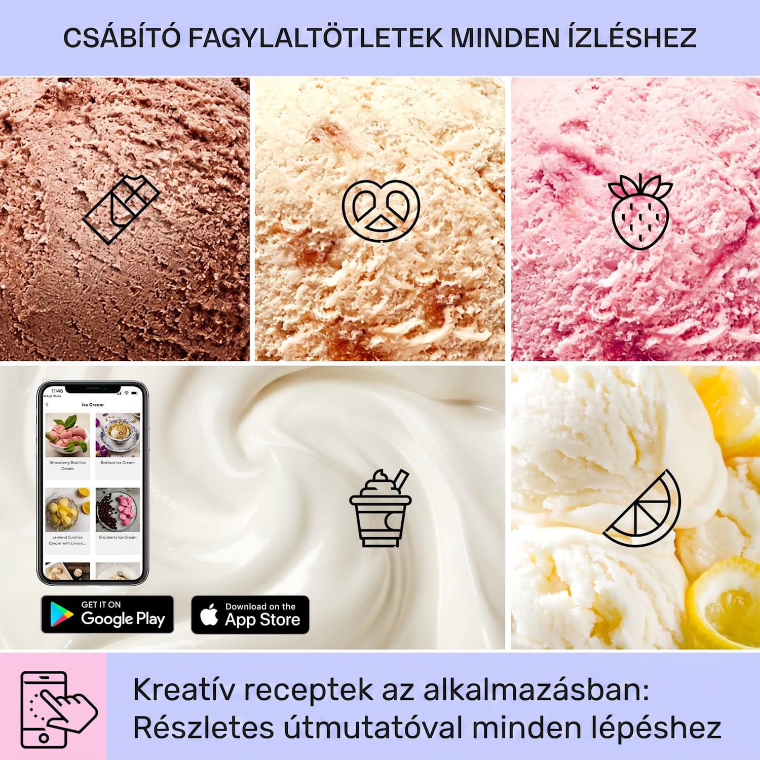 Dolce Bacio Smart, fagylaltgép és joghurtkészítő, kompresszor, 2 L, WiFi, érintőképernyő, rozsdamentes acél Igen