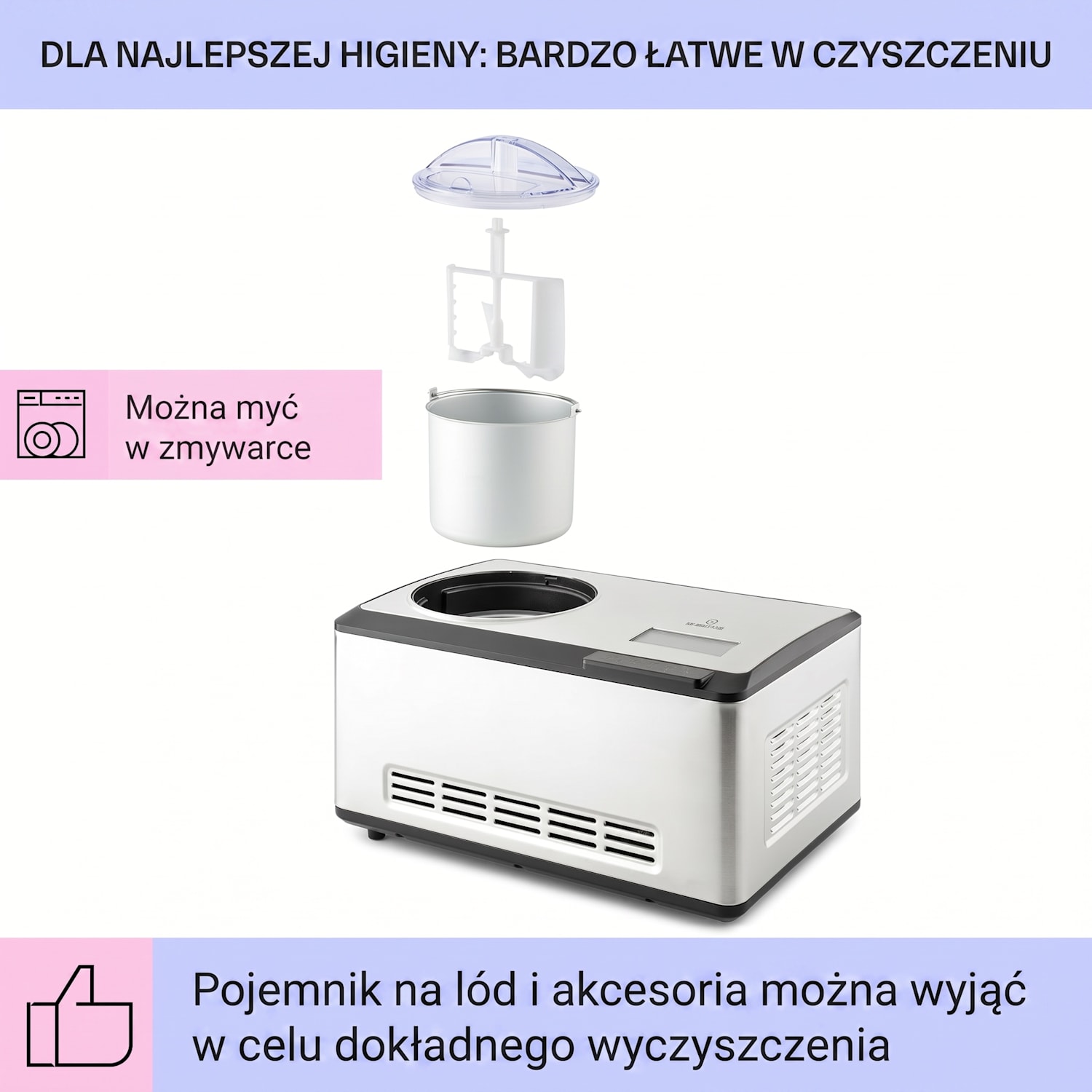 Dolce Bacio Smart, maszynka do lodów/jogurtownica, sprężarka, 2 l, Wi-Fi, sterowanie dotykowe, stal szlachetna Tak