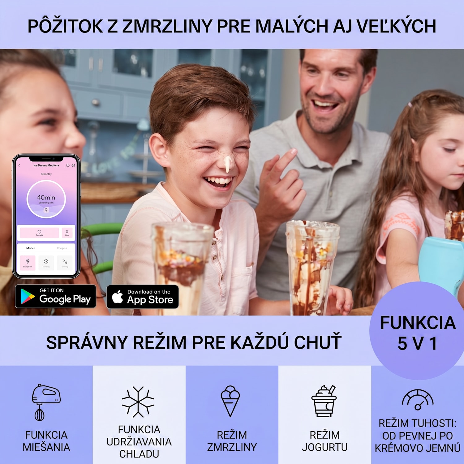 Dolce Bacio Smart, zmrzlinovač a jogurtovač, kompresor, 2 l, Wi-Fi, dotykový displej, nehrdzavejúca oceľ 