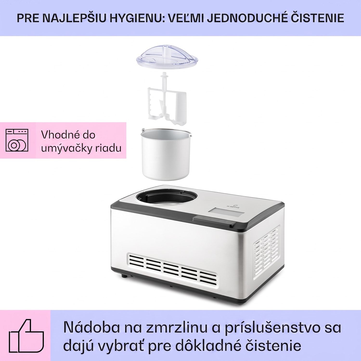Dolce Bacio Smart, zmrzlinovač a jogurtovač, kompresor, 2 l, Wi-Fi, dotykový displej, nehrdzavejúca oceľ 
