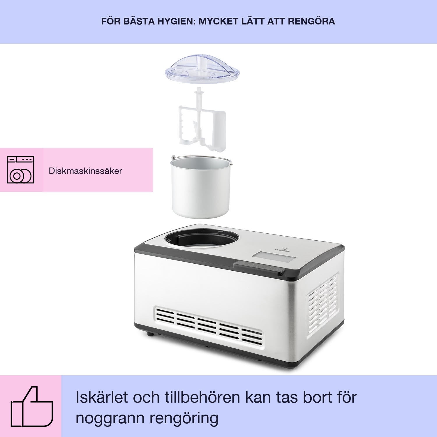 Dolce Bacio Smart glassmaskin med kompressor och yoghurtfunktion 2 liter wifi touch rostfritt stål Ja