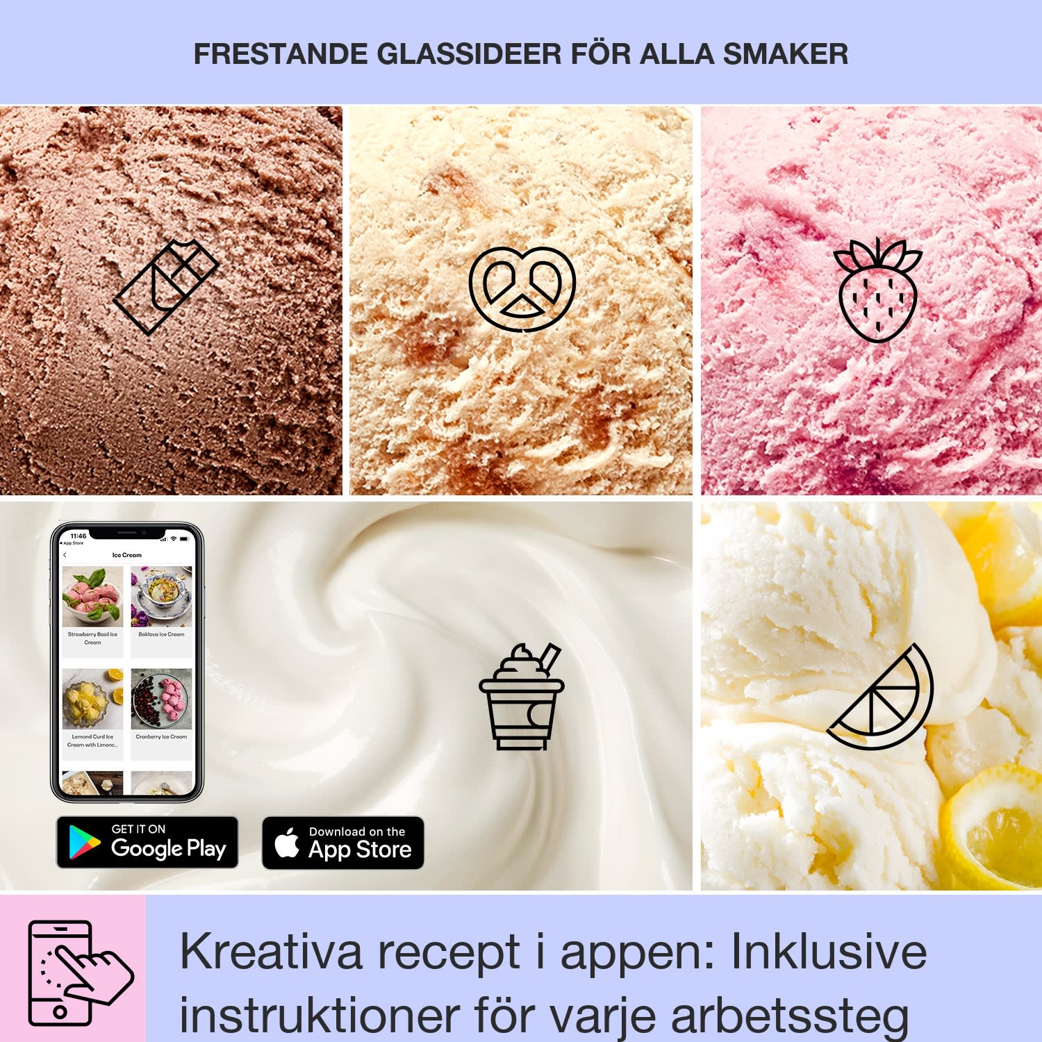 Dolce Bacio Smart glassmaskin med kompressor och yoghurtfunktion 2 liter wifi touch rostfritt stål Ja