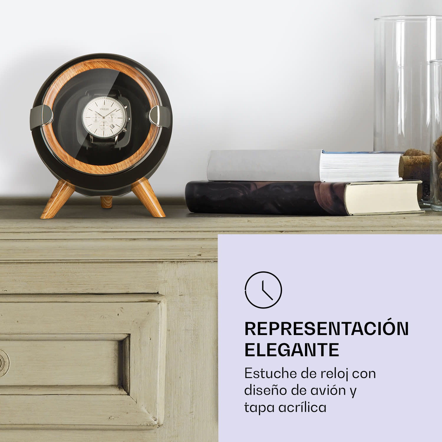 Sindelfingen Estuche para 1 reloj con rotación hacia la derecha e izquierda negro Negro | Marrón