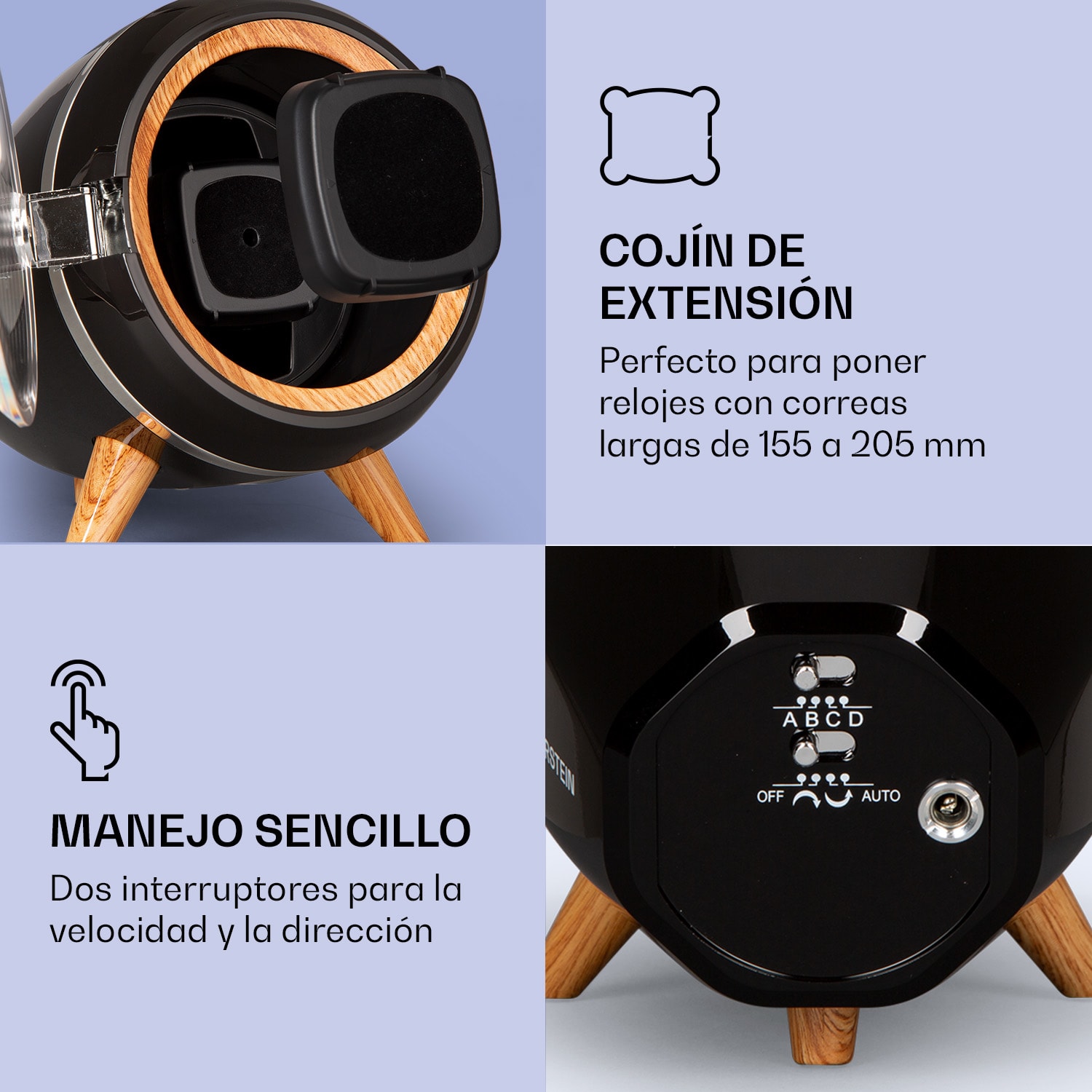 Sindelfingen Estuche para 1 reloj con rotación hacia la derecha e izquierda negro Negro | Marrón