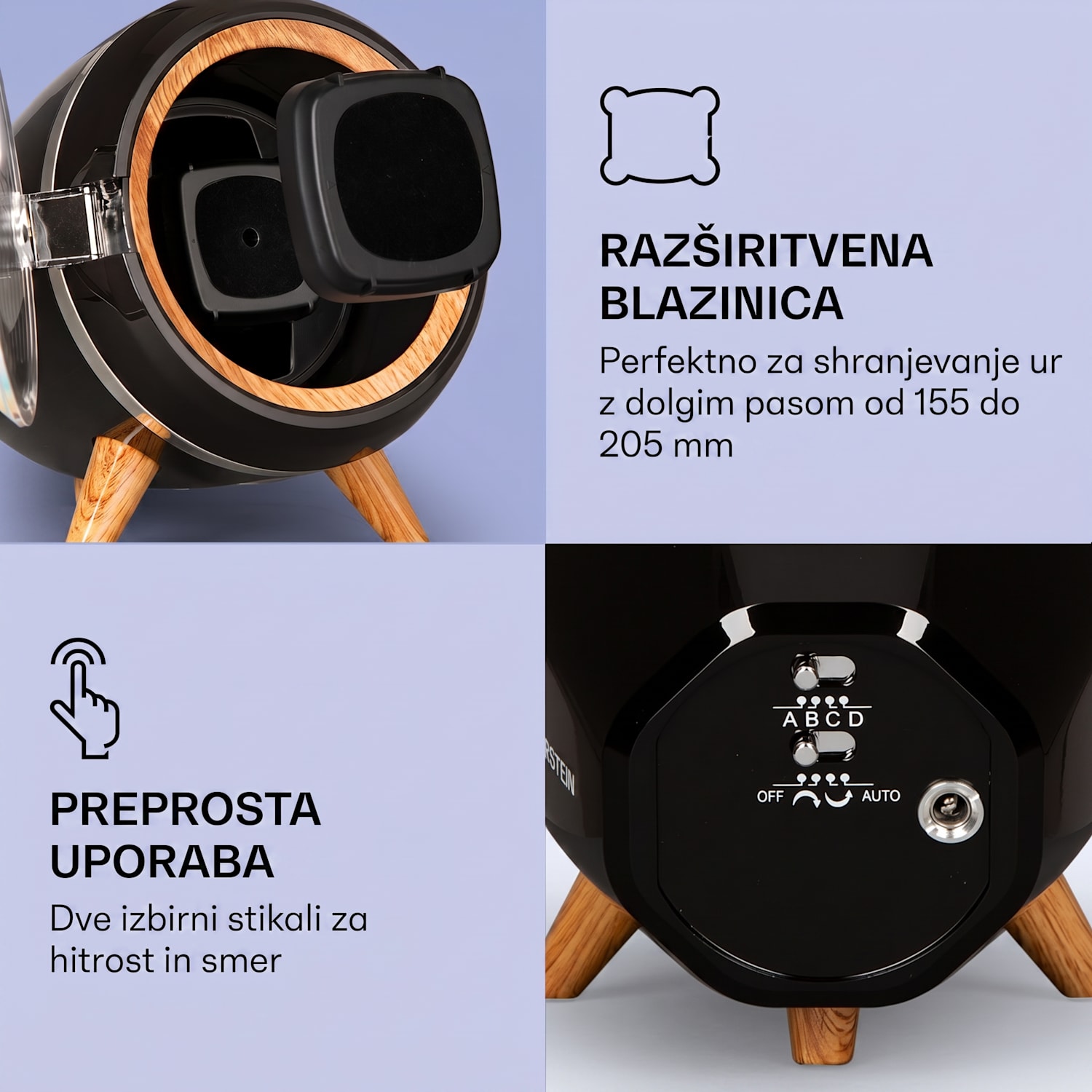 KLARSTEIN SINDELFINGEN, POMIČNO STOJALO ZA URO, PREMIK DESNO-LEVO, 1 URA Črna | Rjava