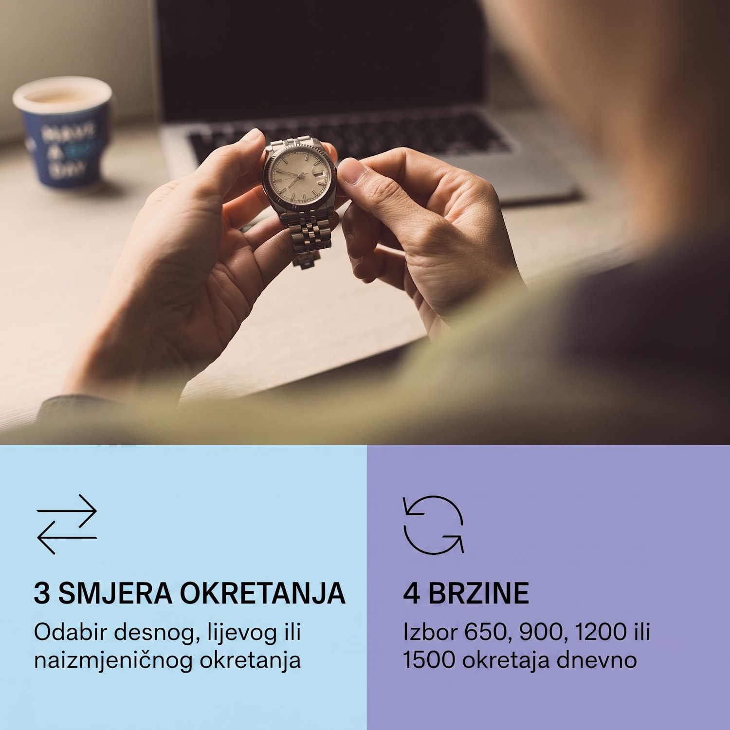 Klarstein Sindelfingen, pokretni stalak za sat, pokret desno-lijevo, 1 sat Bijela | Smeđa