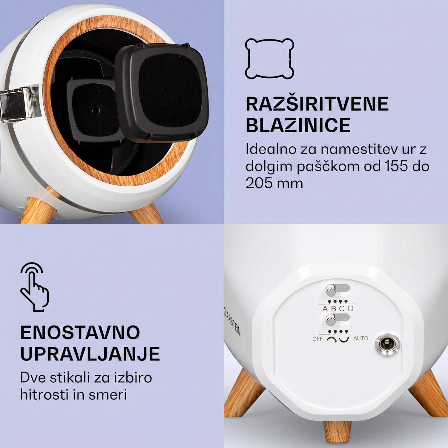 KLARSTEIN SINDELFINGEN, POMIČNO STOJALO ZA URO, PREMIK DESNO-LEVO, 1 URA Bela | Rjava