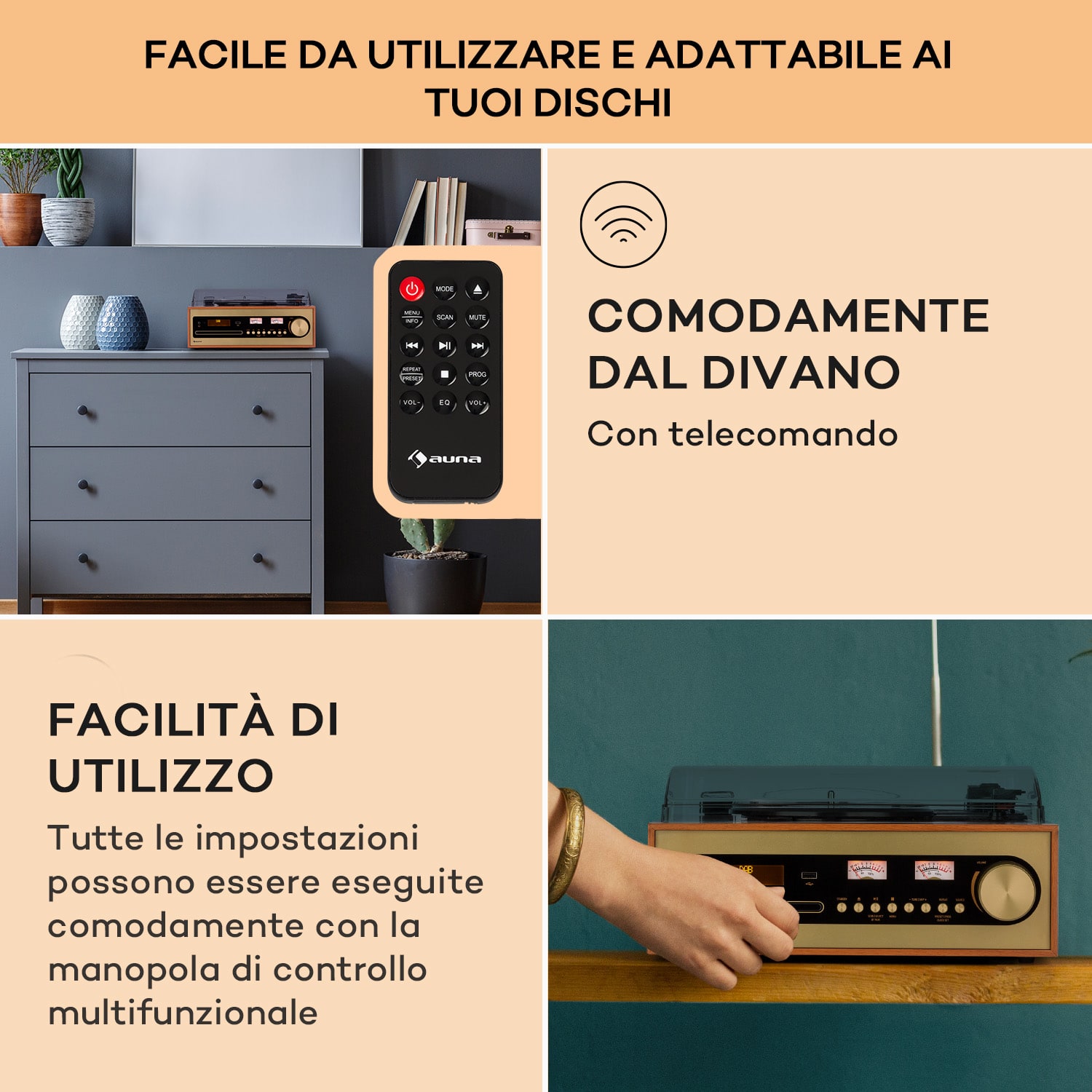 Oxford SE mini impianto stereo, DAB+/FM, funzione BT, vinile, CD, AUX-In 