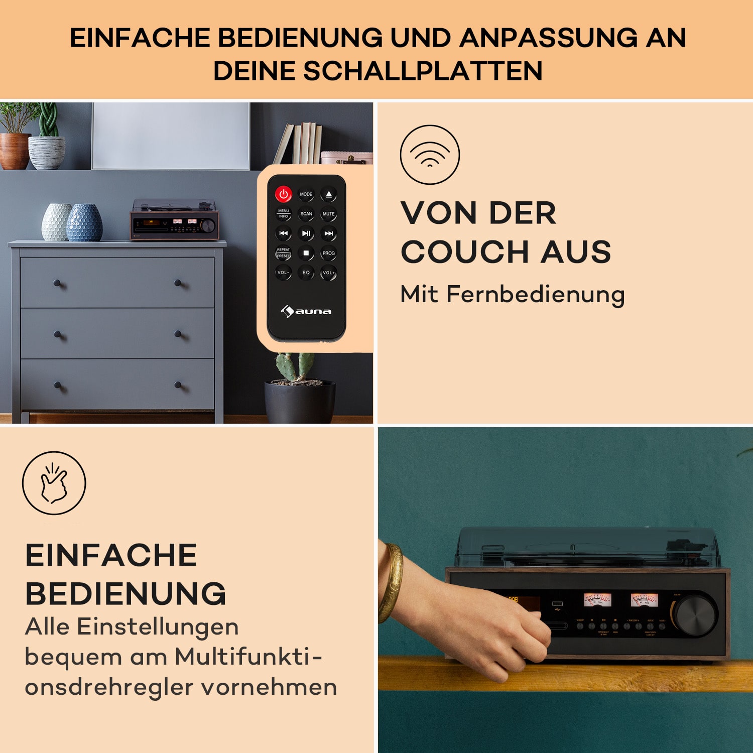 Oxford SE Mini-Stereoanlage DAB+/FM BT-Funktion Vinyl CD AUX-In 