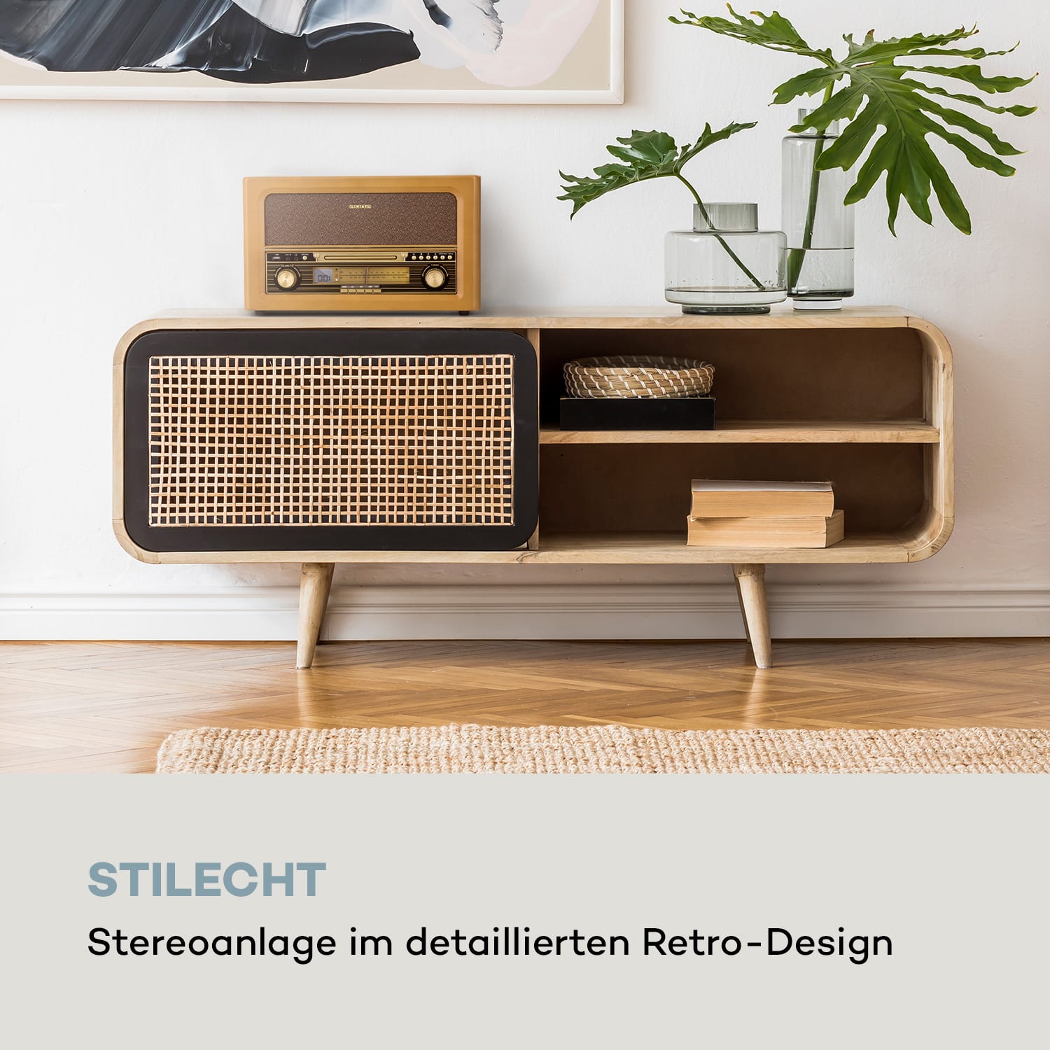 Belle Epoque 1906 Retro-Stereoanlage CD FM USB MP3 REC AUX  Kirschbaumholz