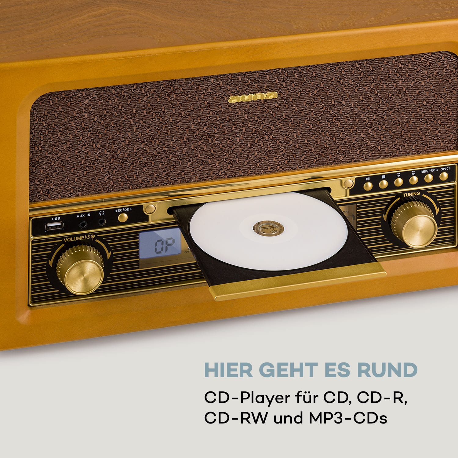 Belle Epoque 1906 Retro-Stereoanlage CD FM USB MP3 REC AUX  Kirschbaumholz