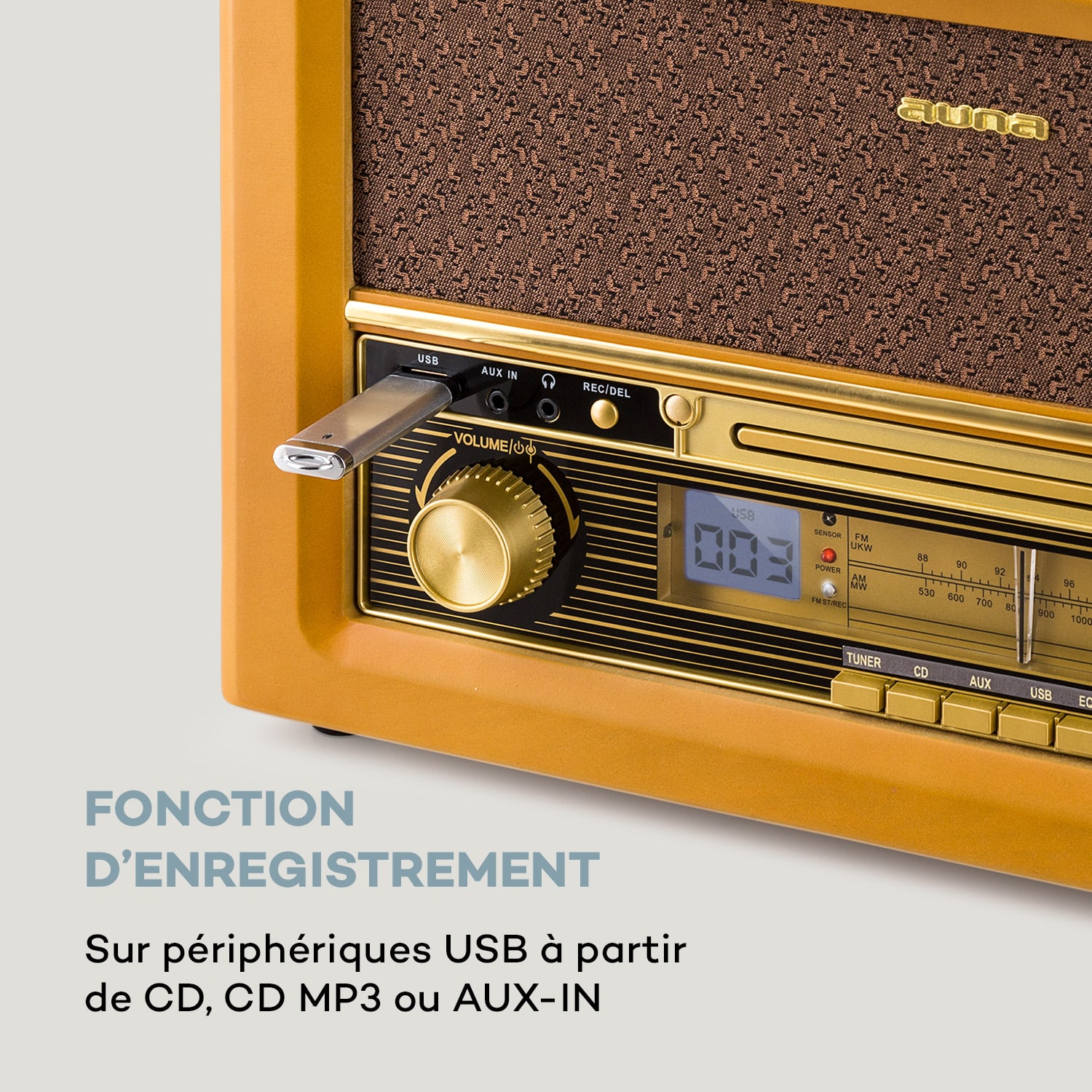 Chaîne stéréo rétro Belle Epoque 1906 CD FM USB MP3 REC AUX
