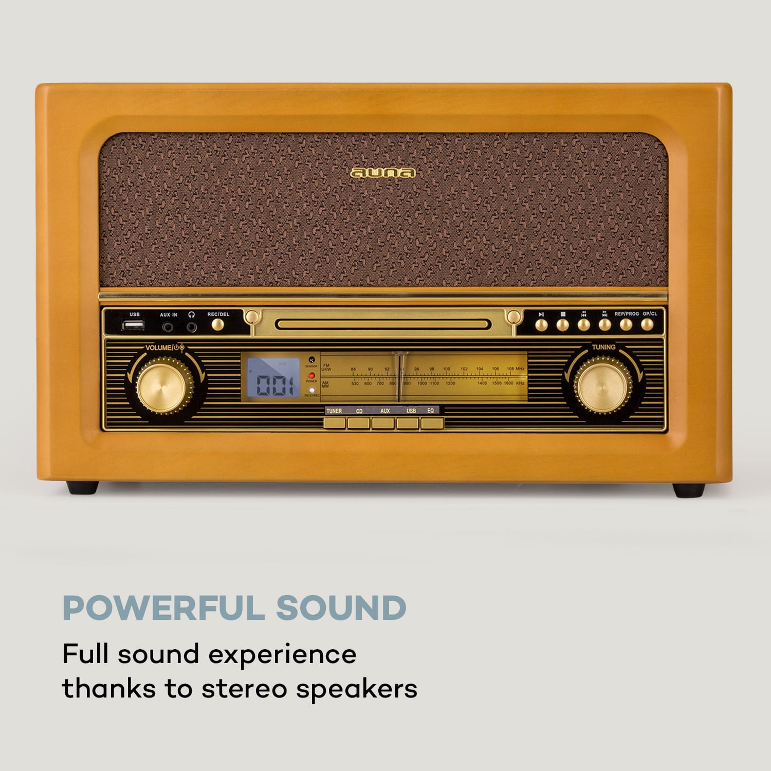 Belle Epoque 1906 Retro Stereo Systém CD FM USB MP3 REC AUX Čerešňové drevo