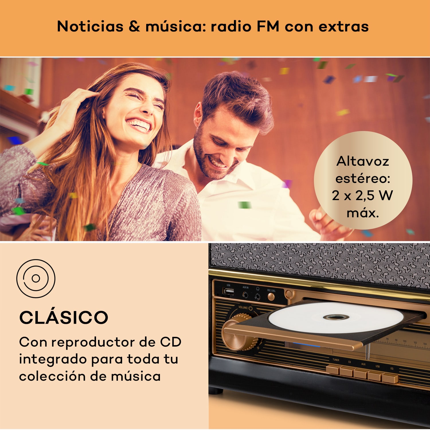 Belle Epoque 1906 equipo estéreo vintage  Negro