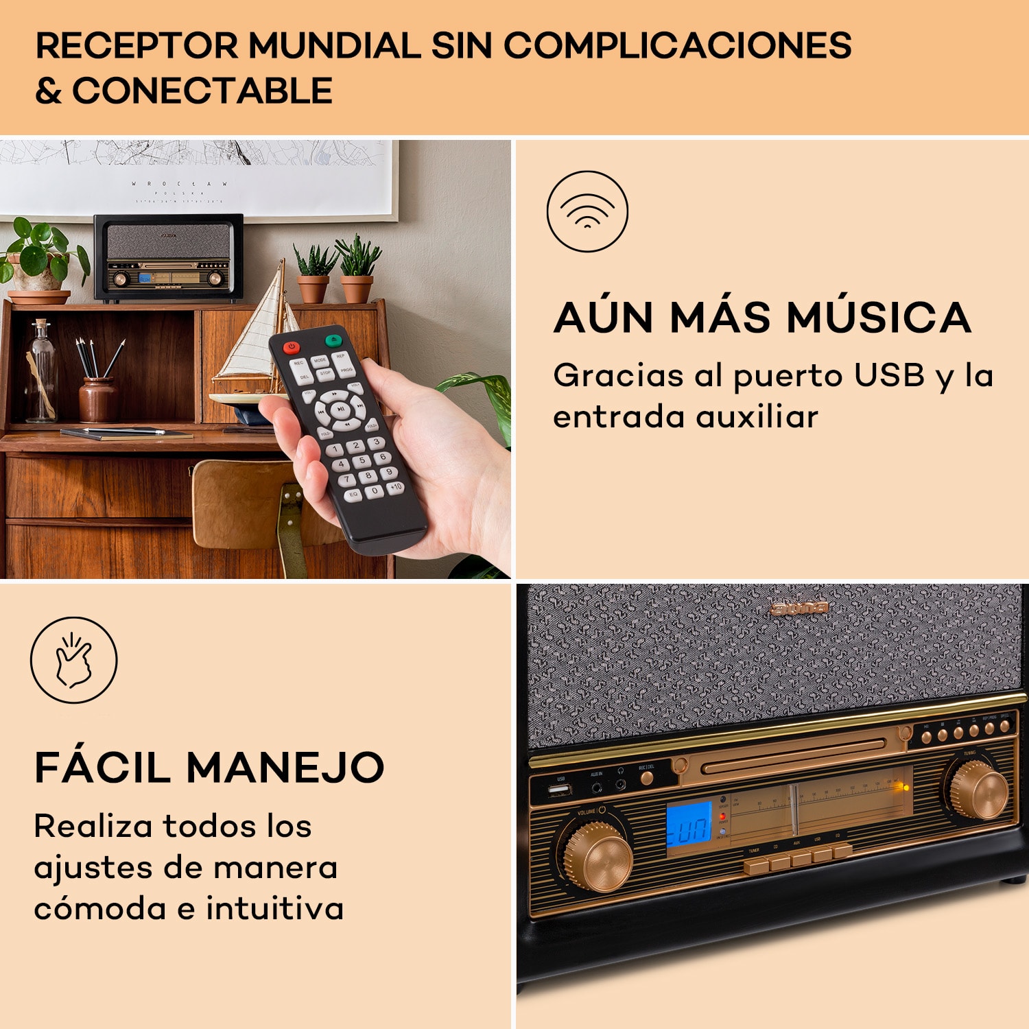 Belle Epoque 1906 equipo estéreo vintage  Negro