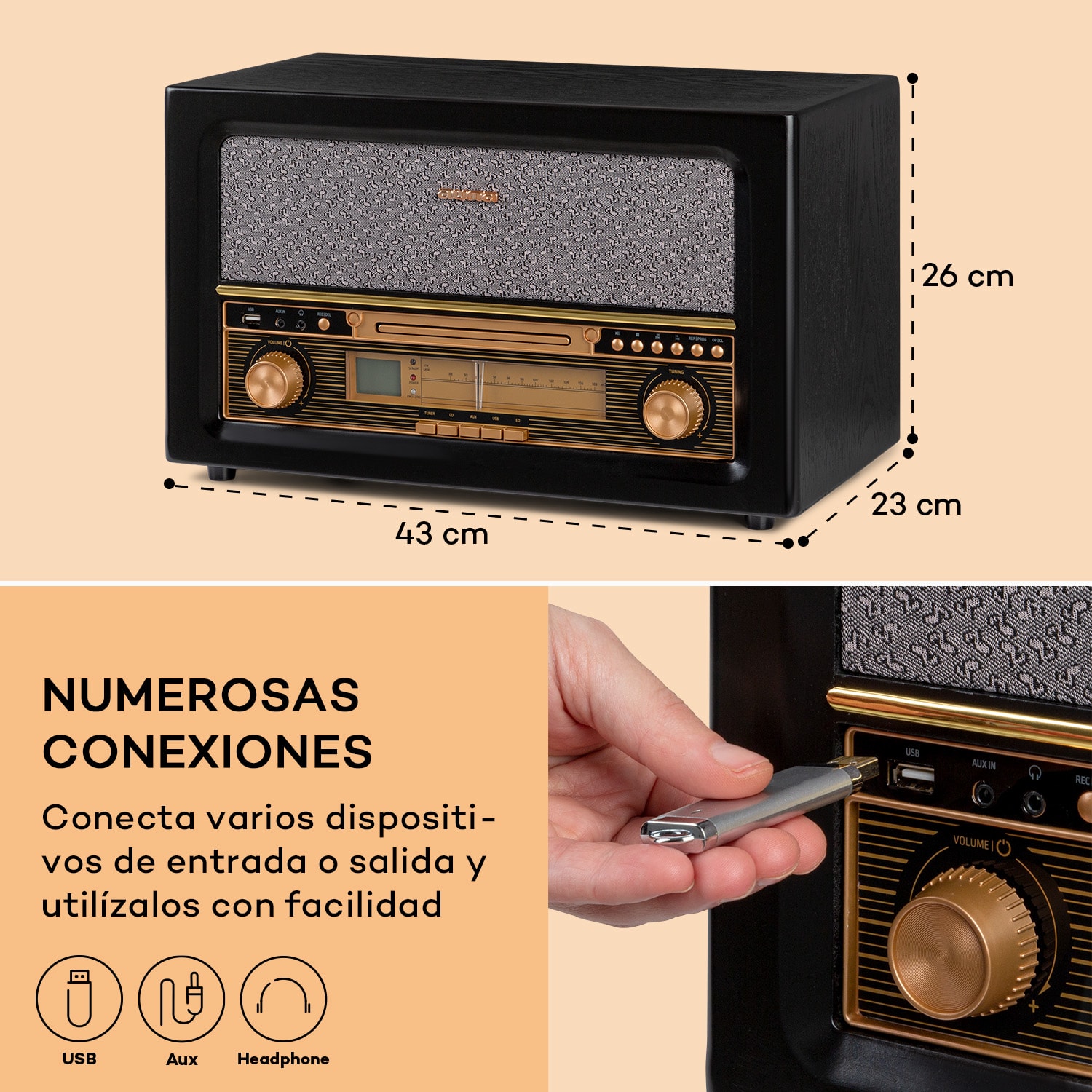 Belle Epoque 1906 equipo estéreo vintage  Negro