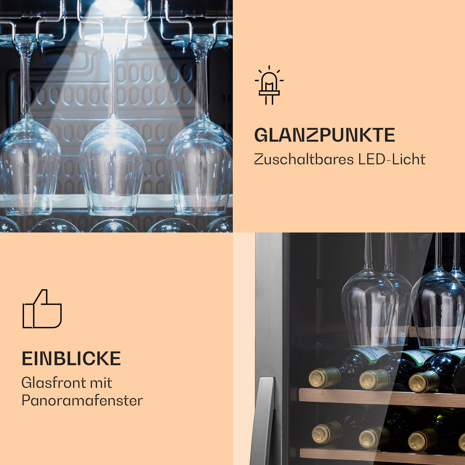Vinamour 46 Uno Weinkühlschrank 1 Zonen 155 L/46 Fl. 4-18 °C Edelstahl 46 Flaschen | 1 Kühlzone | Edelstahl