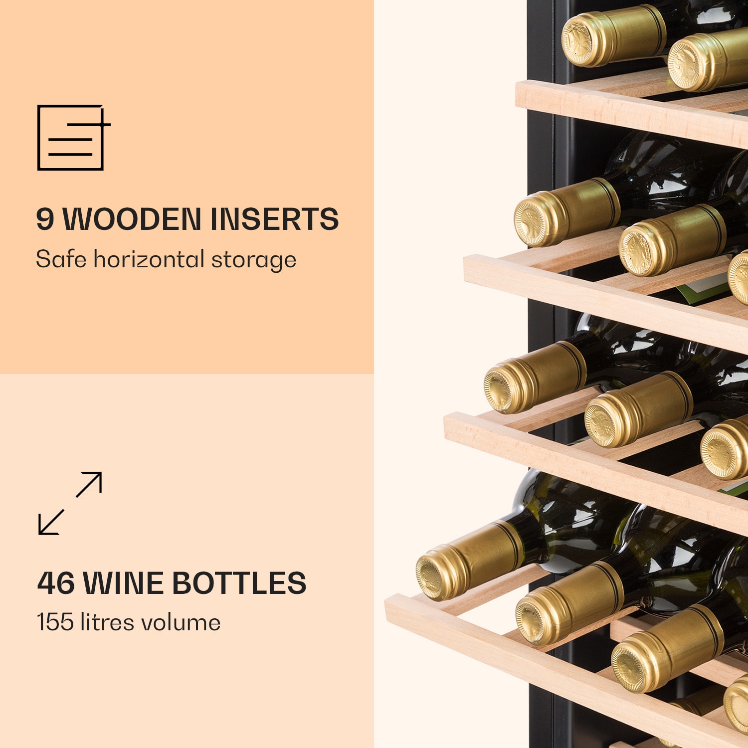 Vinamour 46 Uno, chłodziarka do wina, 1 strefa, 155 l, 46 butelek, 4-18°C, stal nierdzewna 46 butelek | 1 strefa chłodzenia | Stal nierdzewna