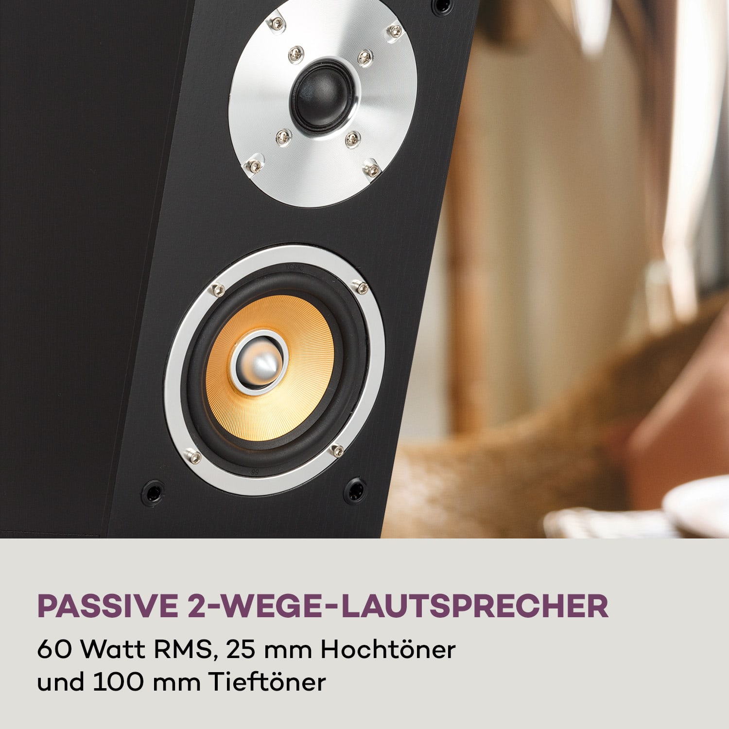 Linie 501 Atmos SAT passive Lautsprecher 2 x 60 W RMS Frequenz 100 Hz - 20 kHz,  4-8 Ohm Schwarz